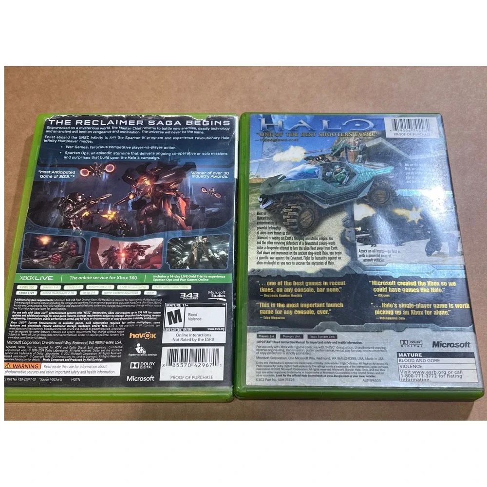 Halo Combat Evolved Original Xbox & Halo 4 Xbox‎ 360 Game Bundle Lot CIB